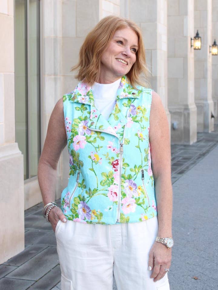 Palm Springs Blommig Paljettväst för wholesale av ZYM