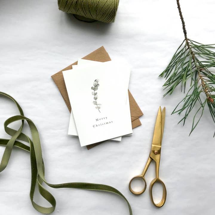 Annie Brougham Paper Goods. - Wholesale Christmas Card - Botanical Woodland Foliage Mini Christmas Card
