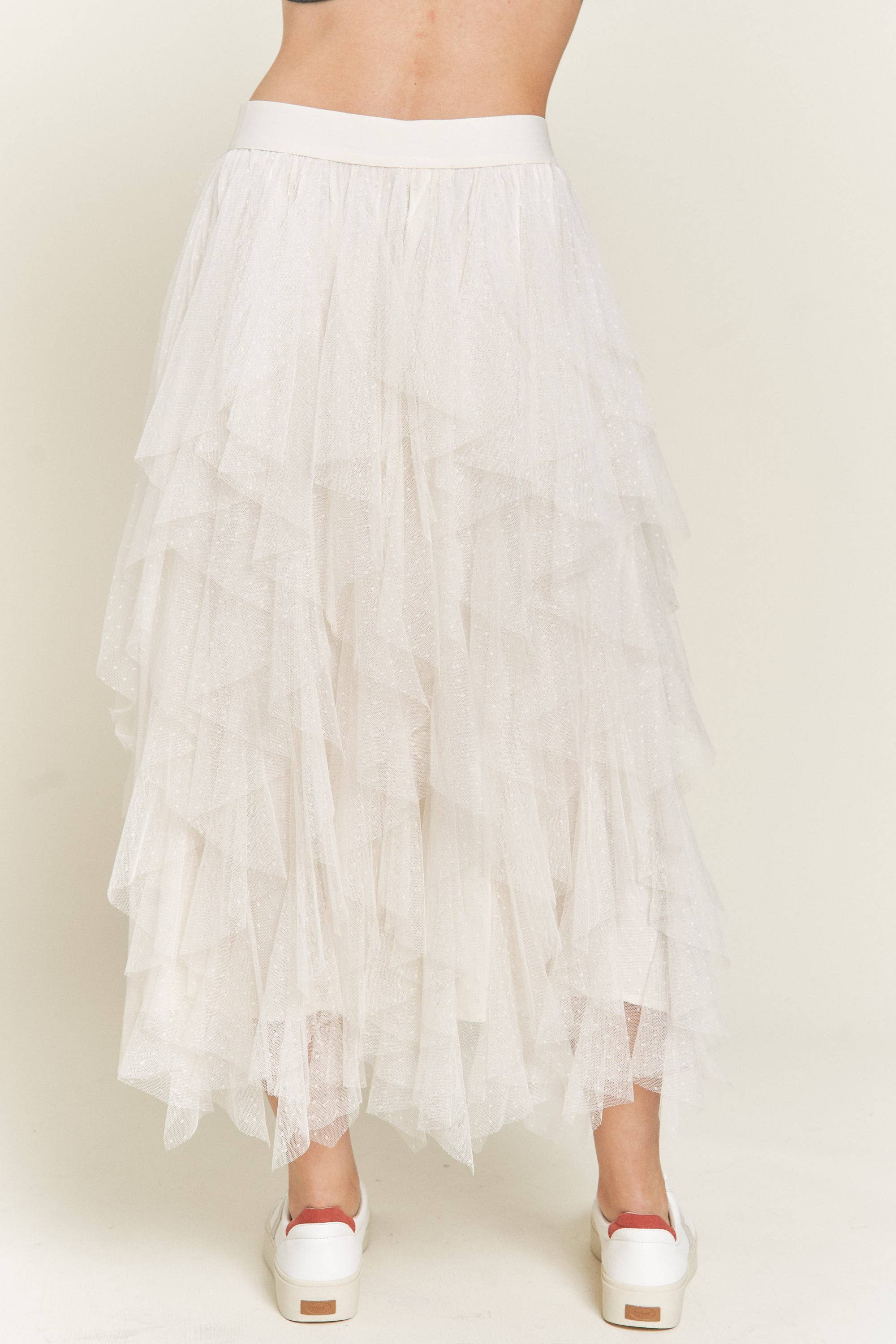 JADE BY JANE - Vendita all'ingrosso Gonna - Donna - Gonna midi a linea A con balze in tulle a pois e fodera4