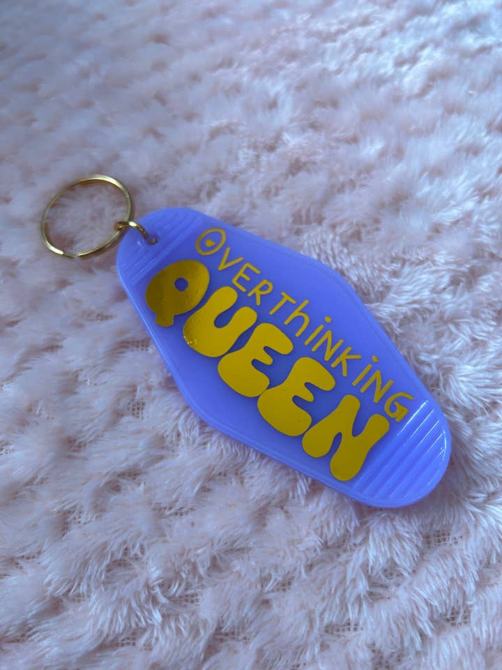 Overthinking Queen motel keyring for wholesale by Megan Louise Creations