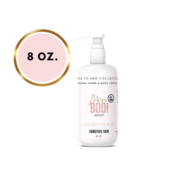 Lotion naturelle pour les mains et le corps non parfumée 8 oz pour la vente par MariBodi Beauty