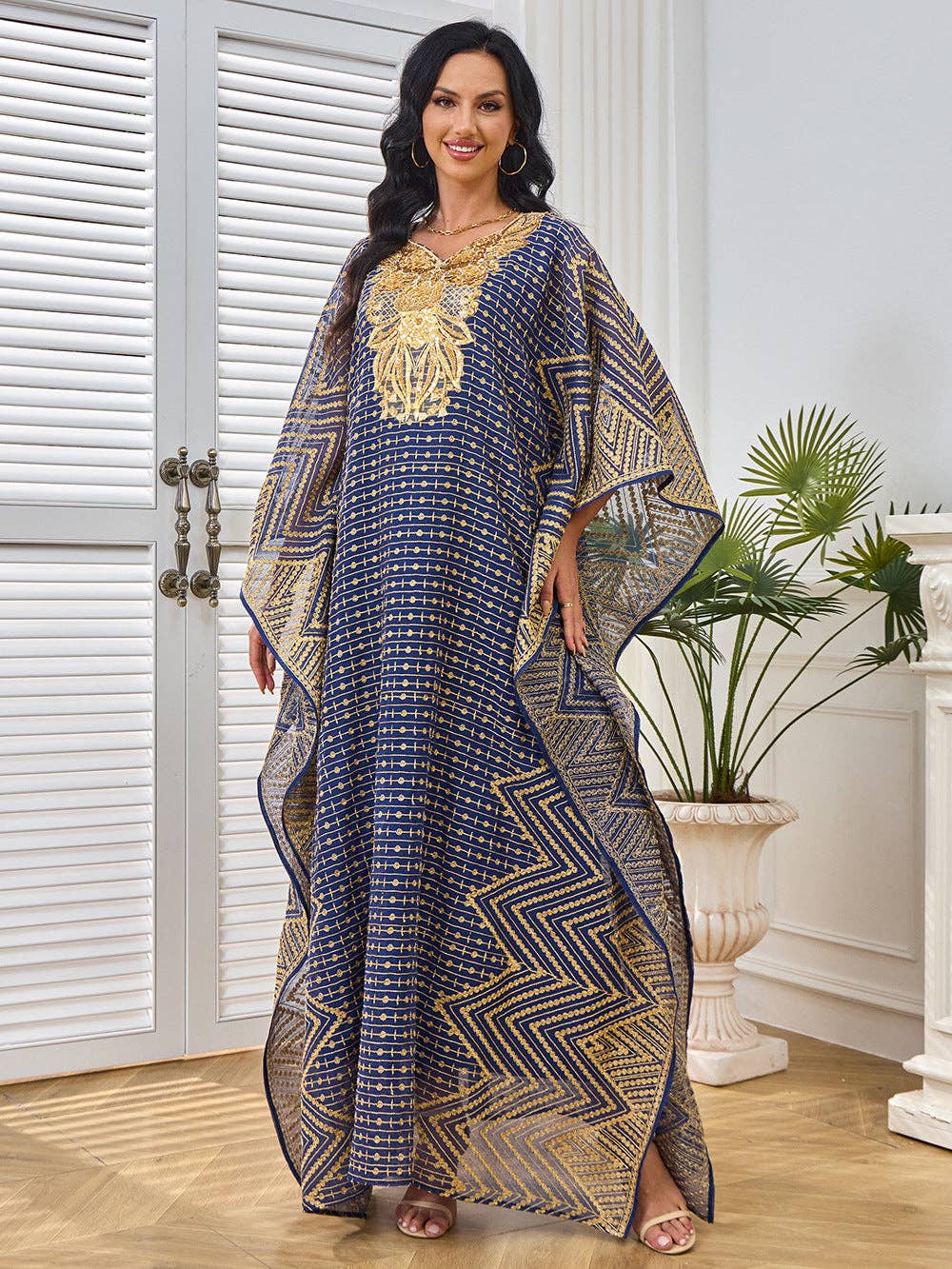 Blue 2025 NEW Dubai Abaya Dress Embroidered Elegance for wholesale on Faire7