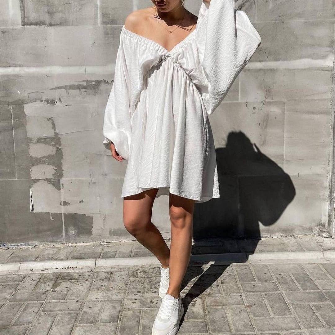 Mapcie - Wholesale Dress - Women's - FRONT AND BACK WIDE V NECK DRESS5