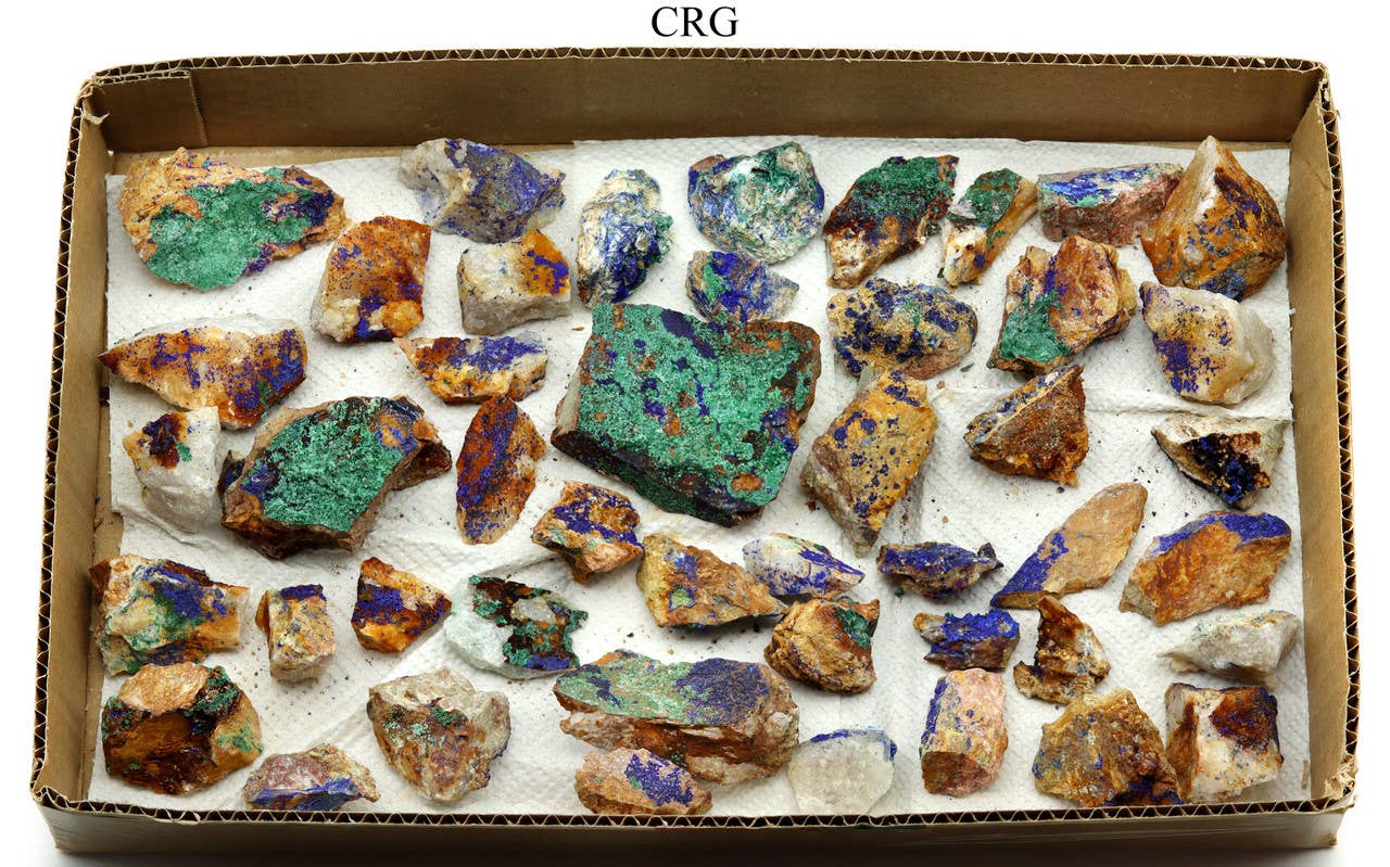 Crystal River Gems LLC - Wholesale Spiritual Stone/Crystal - Azurite Druzy from Morocco Wholesale Flat / Bulk Wholesale