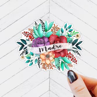 Madre Floral Waterproof Vinyl Sticker for wholesale by Quirky Latina Co