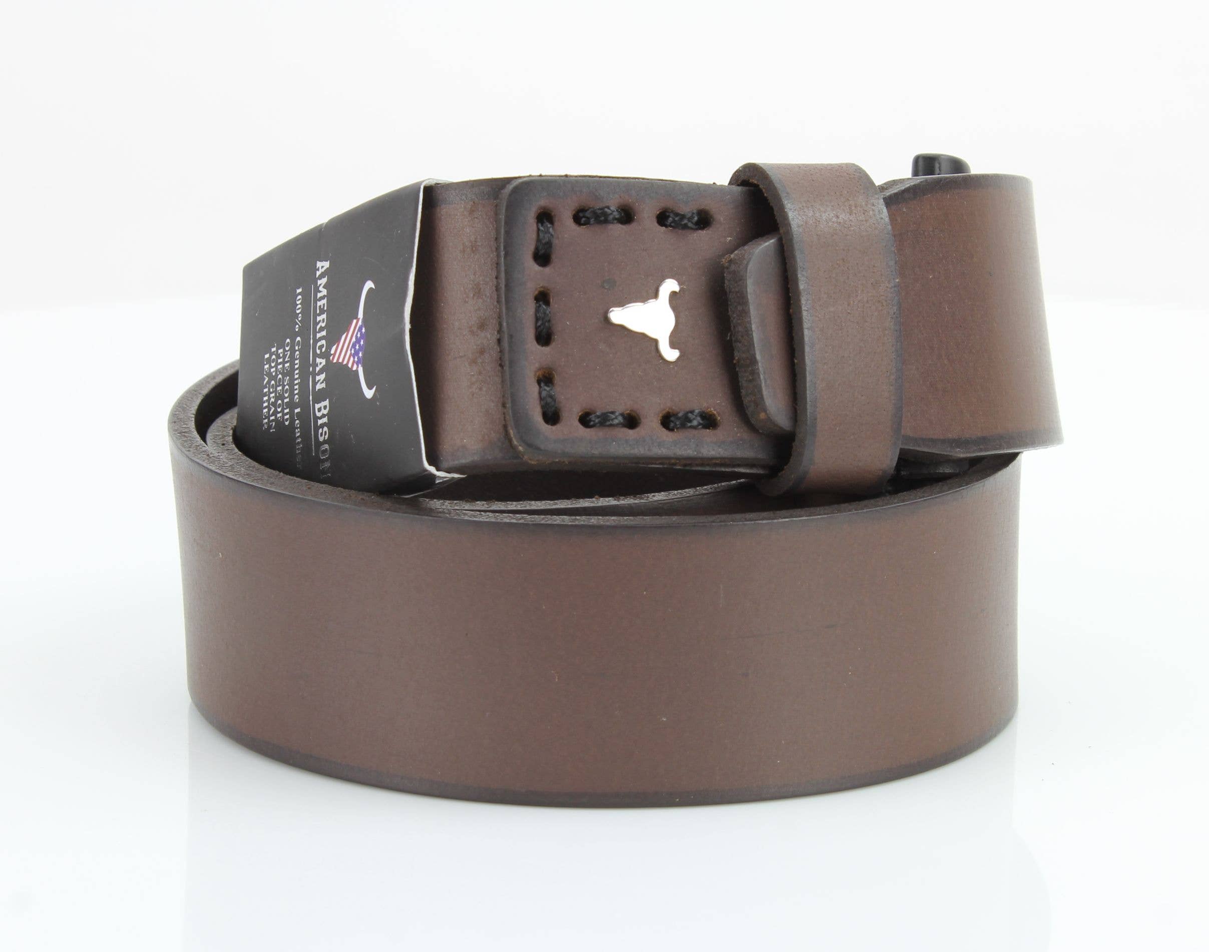 Leather Impressions Inc - Vente Ceinture – unisexe - Ceinture en cuir classique avec coutures fines et logo - ABB 0108