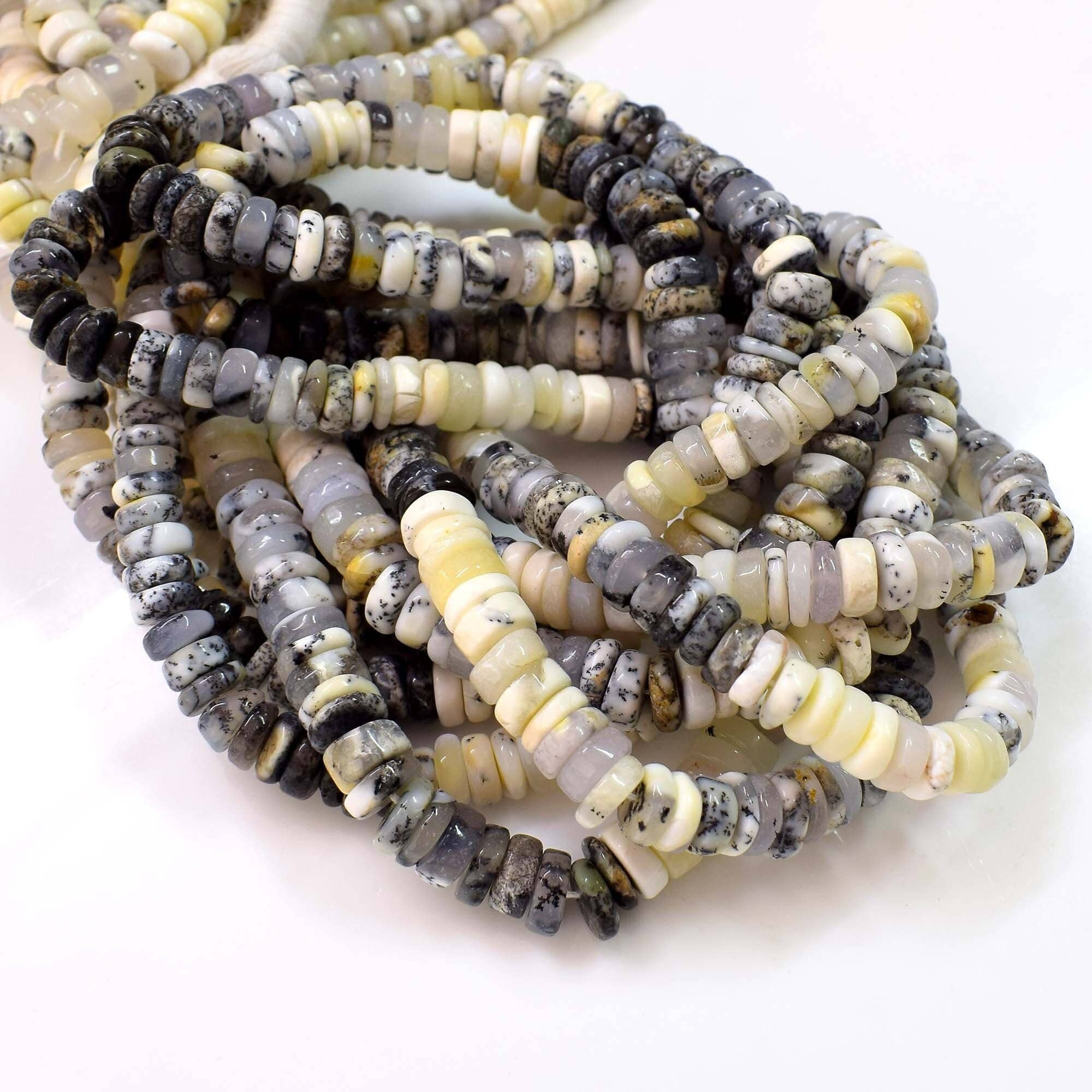 TRIVENI USA INC - Wholesale Beads - Dandrite Opal Gemstone Heishi Disc Beads Strands 7-8mm4