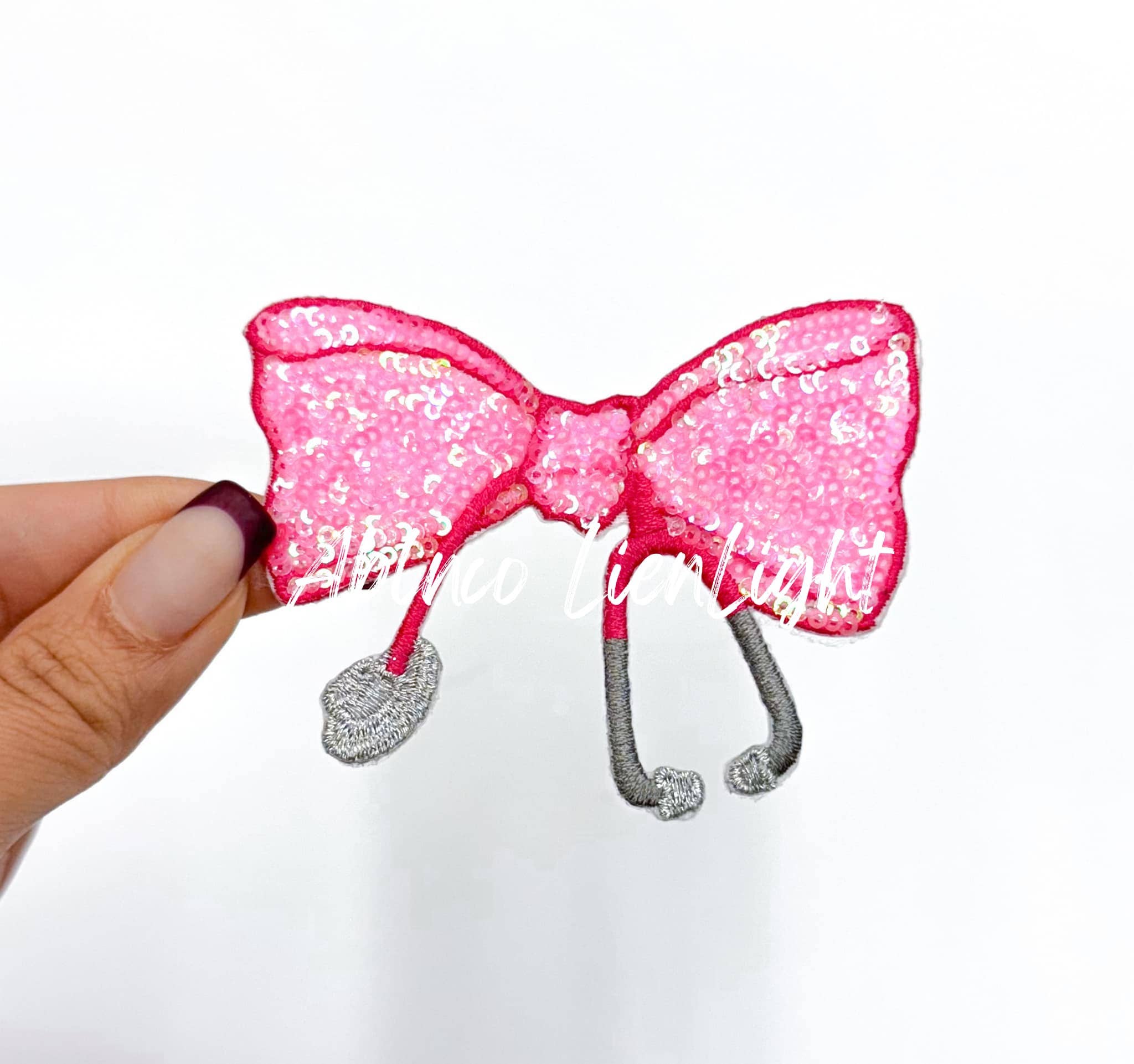 ABLNco - Wholesale Patch - Nurse Stethoscope Bow Sequin Embroidery Patch