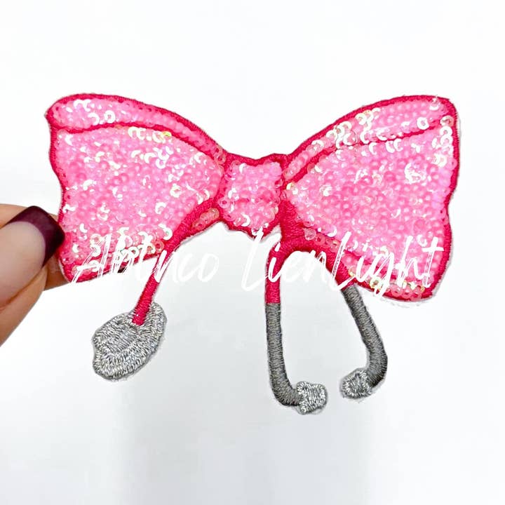 ABLNco - Wholesale Patch - Nurse Stethoscope Bow Sequin Embroidery Patch 0