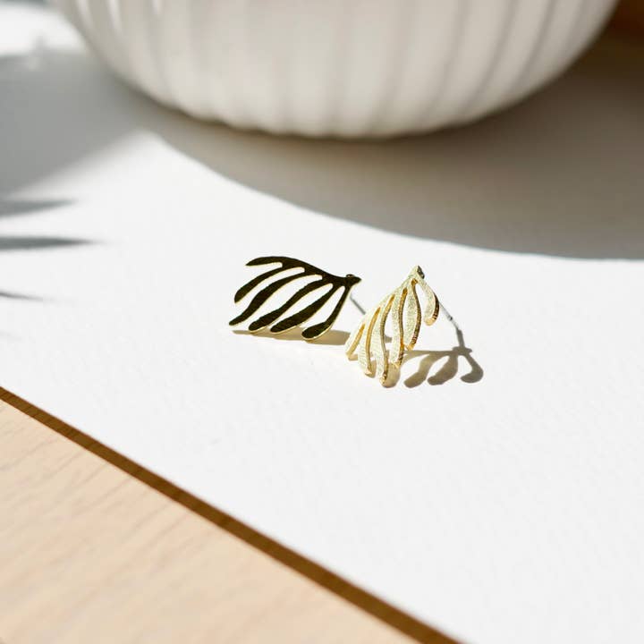 Copper Bee - Wholesale Stud/Post Earrings - Botanical Collection | Fern Studs1