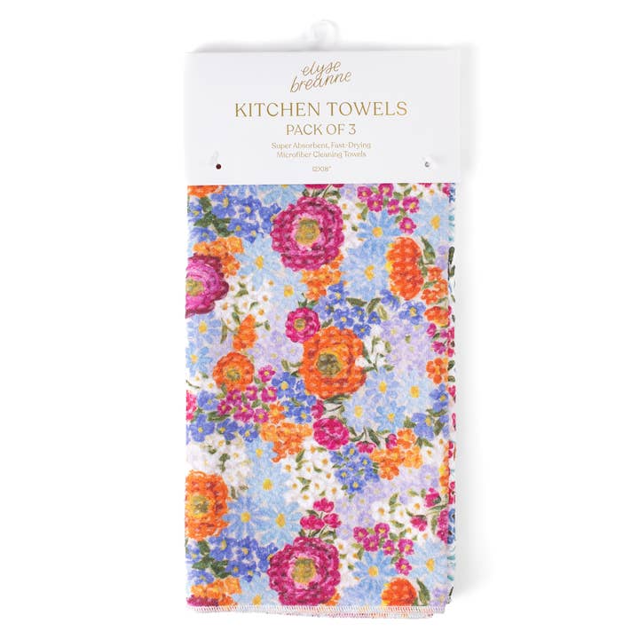 Elyse Breanne Design - Wholesale Tea Towel - Pack of 3 Microfiber Kitchen Towels - Primavera Set1