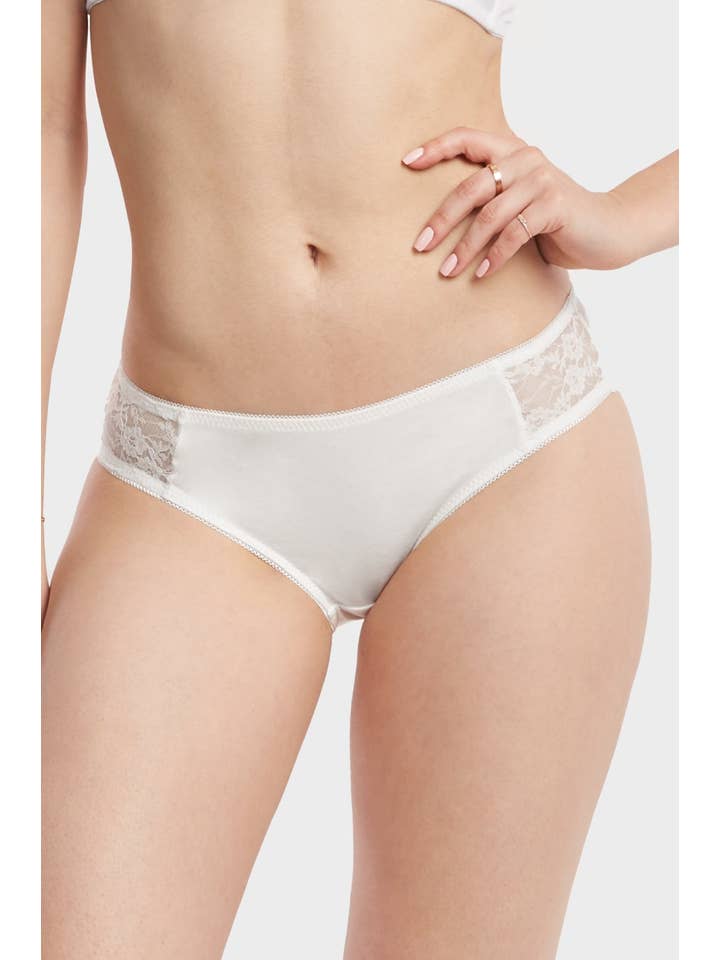 247 Frenzy - Wholesale Underwear - Women's - PACK OF 6 SOFRA WOMEN'S COTTON BLEND SIDE LACE TRIM SOLID BIKINI (LP1463CK)
