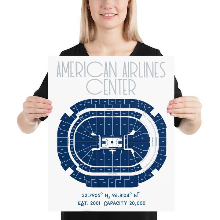 Dallas Mavericks American Airlines Center Stadium Poster Print for wholesale by Stadium Prints by BTB