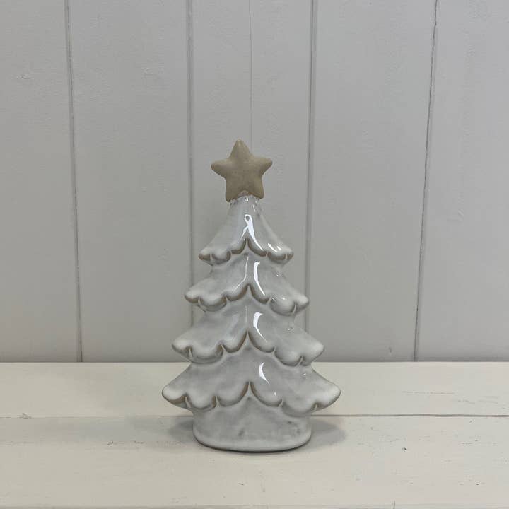 Small Stone Glazed Ceramic Layered Christmas Tree with Star for wholesale by Satchville