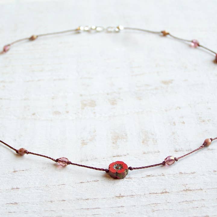 Jo Bird Jewelry - Wholesale Beaded/Pearl Necklace - Petit Hibiscus Necklace