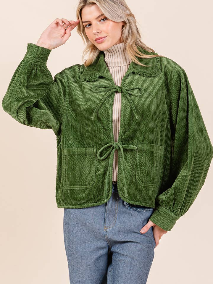 Veste en velours côtelé à fermeture automatique, OT51167 pour la vente par GeeGee x Lovelo