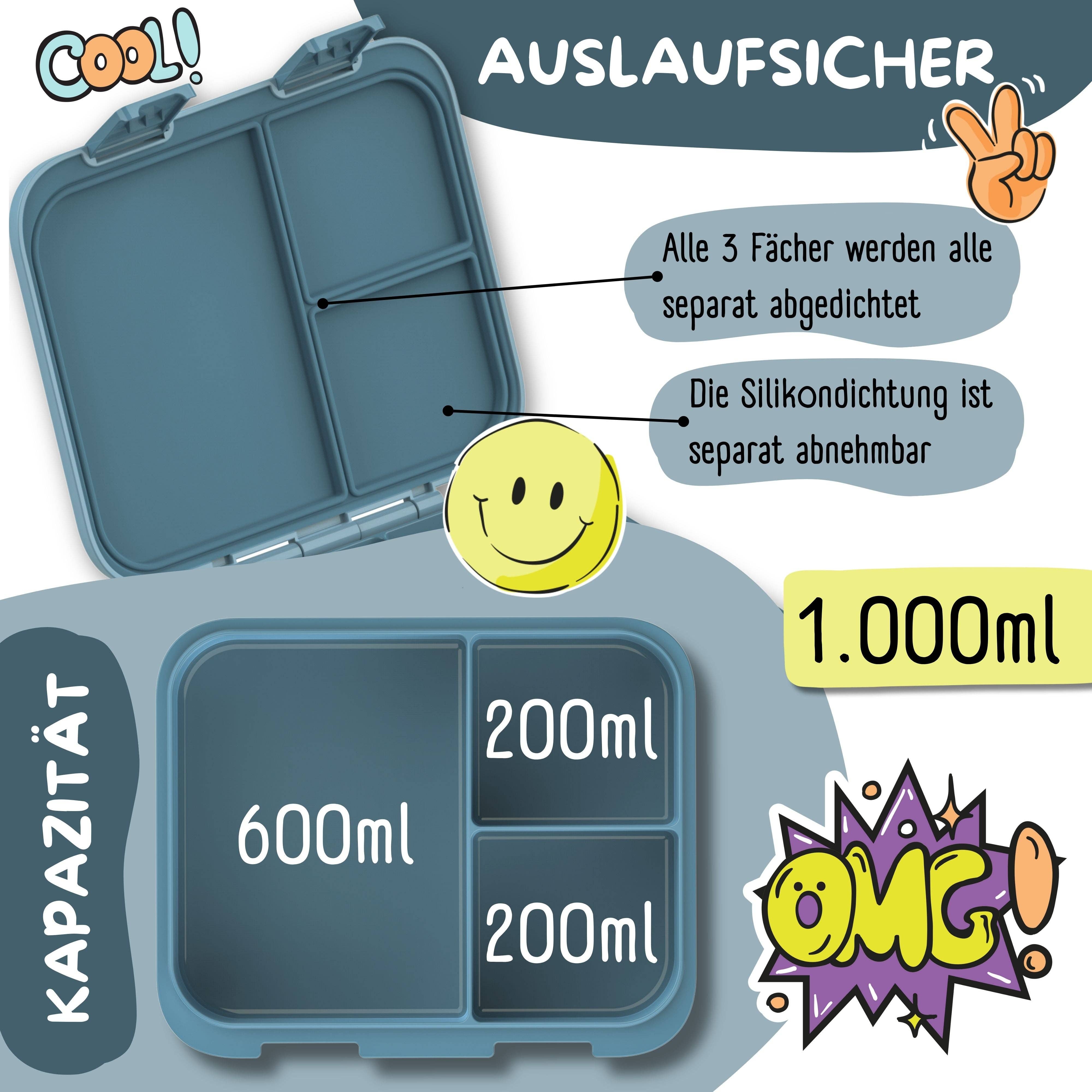 BEARFOOT - Wholesale Broodtrommel/lunchdoos - Kinderen - Broodtrommel met vakken, licht & lekvrij - blauw9