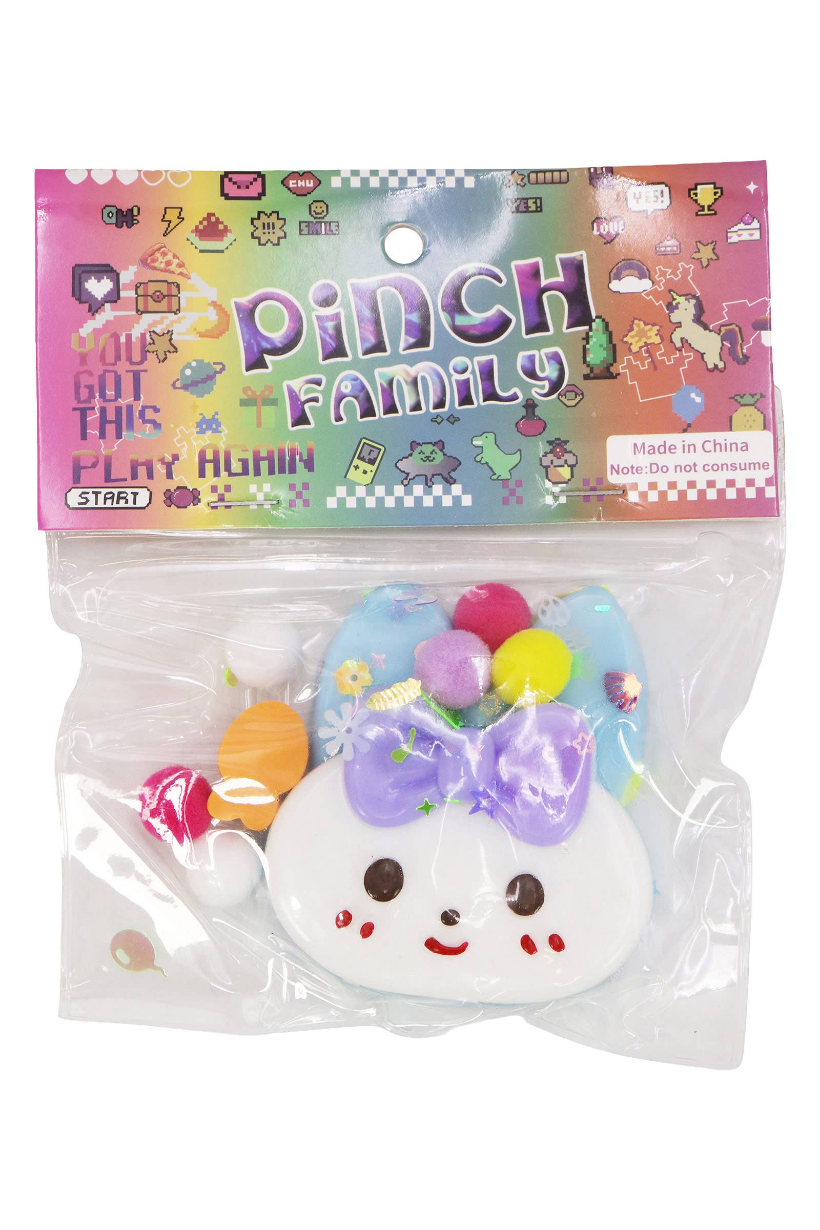 ASSORTED Ribbon Bunny Glitter Sticky Mochi Squishy Bag for wholesale on Faire6
