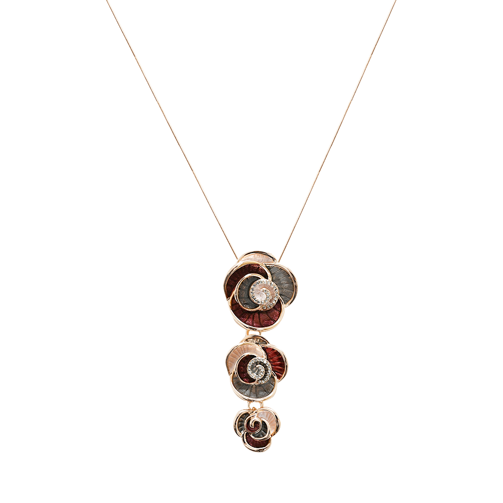 AMORINO SRL - Wholesale Pendant/Charm Necklace - NECKLACE WITH THREE ENAMELED FLOWERS PENDANT - SW2488A7894