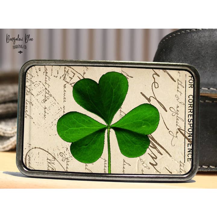 Bungalow Blue Trading Co - Wholesale Belt Buckle - Unisex - Shamrock Belt Buckle