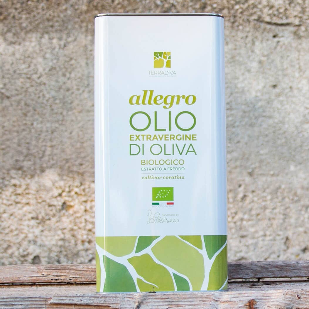 Terradiva Azienda Agricola Biologica - Wholesale Olive Oil - ALLEGRO organic extra virgin olive oil - intense, tin4