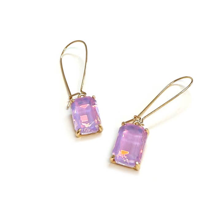 StarryNYC - Wholesale Dangle Earrings - Midi Rectangle Glass Bead with Kidney Wire Dangle Earrings23