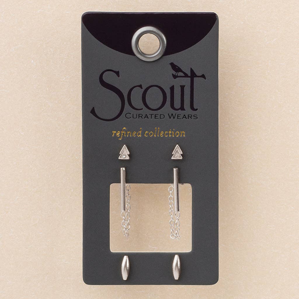 Scout Curated Wears - Wholesale Jewelry Set - Refined Stud Trio - Mars/Silver0