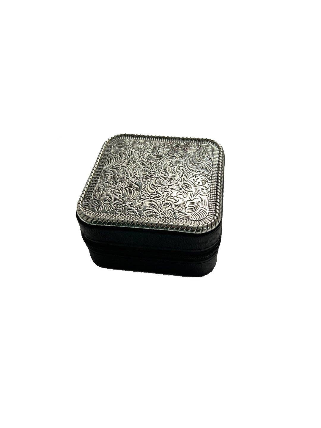 Snowing West - Wholesale Jewelry Box/Organizer - WESTERN ETCHED METAL PLATE JEWELRY BOX0