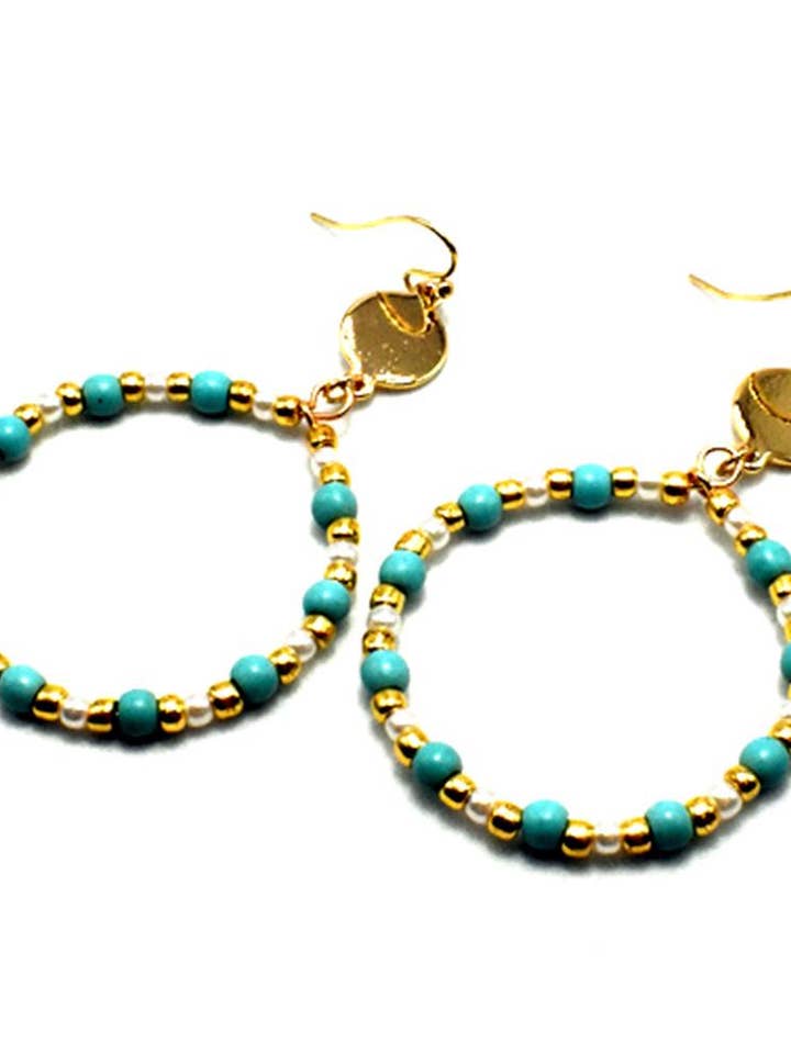 ROUND SEMI-PRECIOUS DROP EARRING EC-2242-1 for wholesale by anbfashion