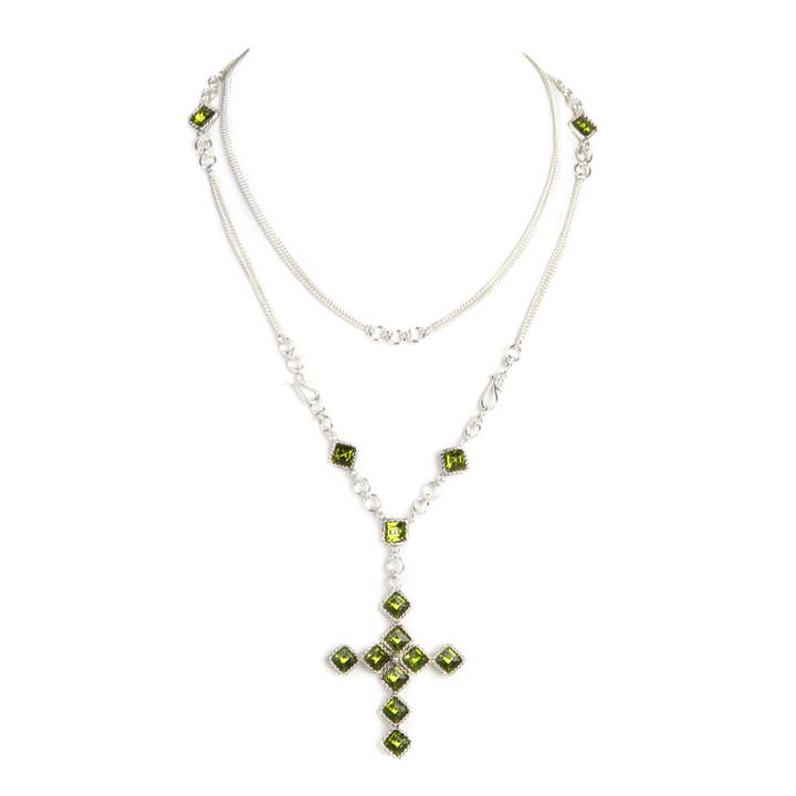 Brigid Kors fra Kildare Kæde Rosenkrans Jord Olivin - Sølv for engroshandel hos VSA Designs Inc.