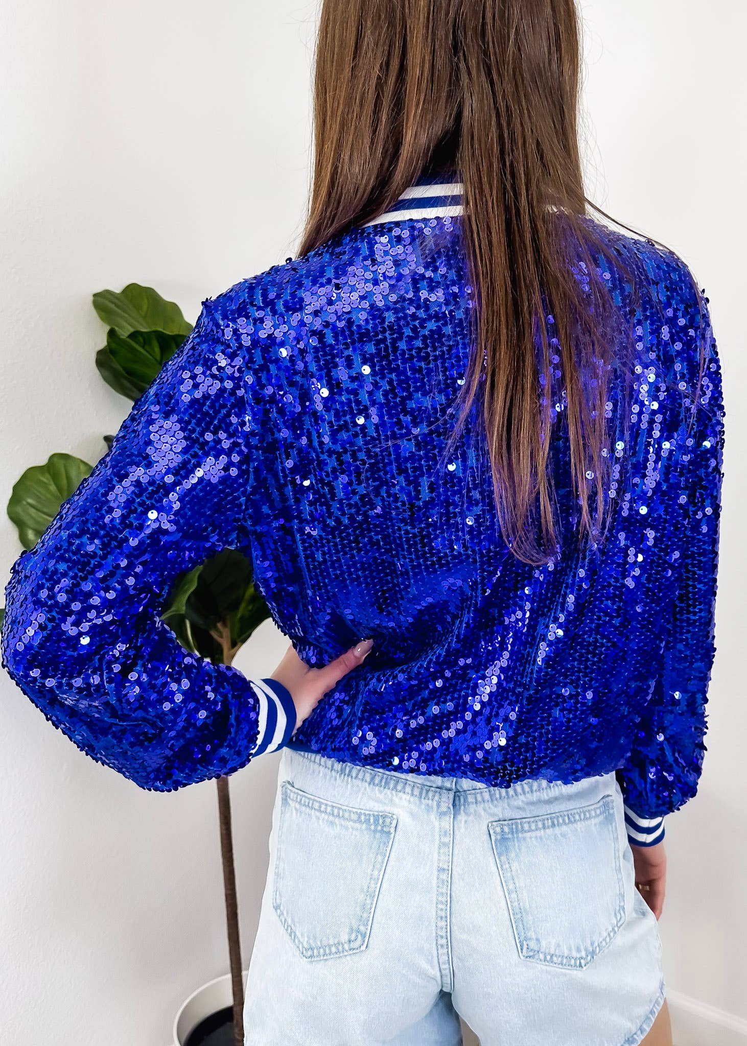 Anna Kaci Wholesale - Wholesale Varsity/Baseball Jacket - Women's - Striped Metallic Sequin Varsity Jacket60