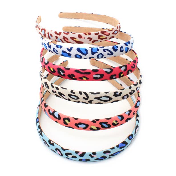 Inca UK – wholesale Pannband - Dam – 1,5 cm bred färgad hårband med leopardmönster