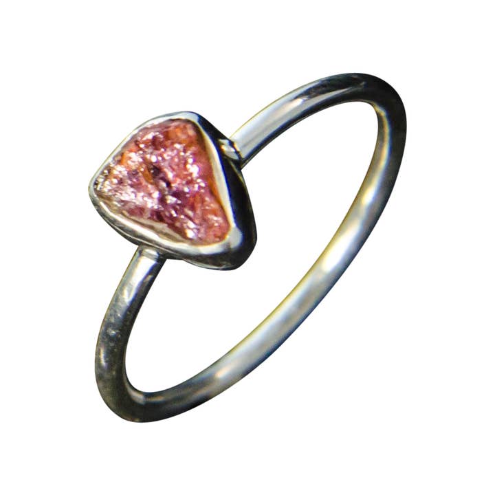 Tumi Pink Tourmaline Raw Stone Sterling Ring for wholesale by Saraswati Imports