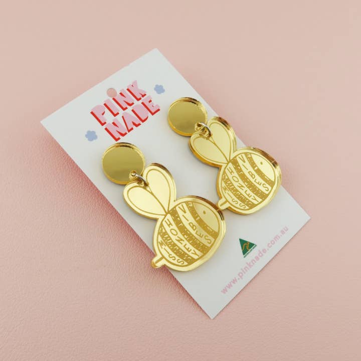 Miss Honey Vibes Gold Mirror Dangle Earrings for wholesale by Pink Nade