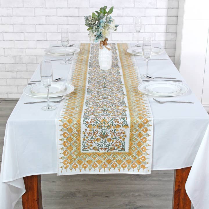 Fabricrush - Wholesale Table Runner - Goldenrod Yellow Block Print Cotton Easter Table Runner1