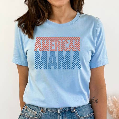 Transferencia de calor American Mama Checkered DTF para venta al por mayor de Trendy Transfers