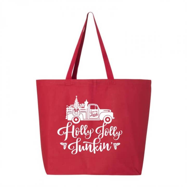 Holly Jolly Holiday Market Tote | Junkin' Flea Market voor wholesale door Suzy Swede