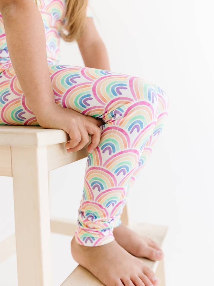 Sunshine Kids Co - Wholesale Sleepwear Set - Kids - Bamboo Rainbow Pajamas for Kids, Modern Summer PJs, Colorful Summer Pajamas, Short Sleeve PJ, Girls Pajamas