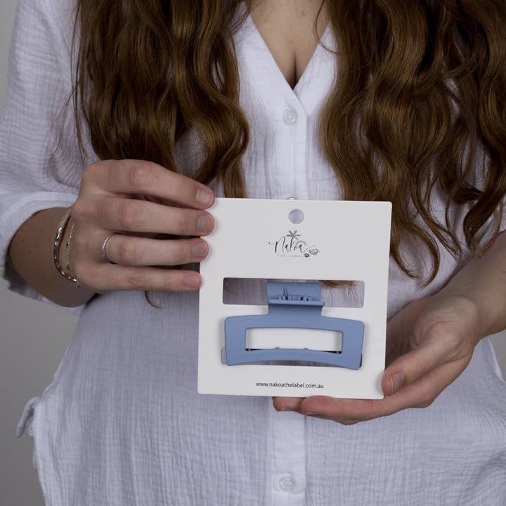 Nakoa The Label - Wholesale Hair clip – Women’s - Claw Clip -- Elongated Rectangle - Cornflower Blue