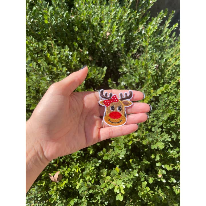 Little Lady Rudolph Iron On Patch for wholesale by Rogue Society Apparel®️