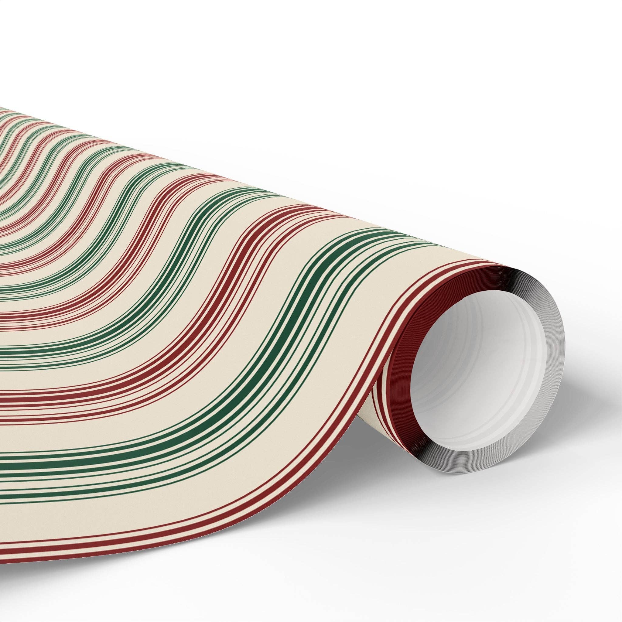 Lokipawz - Wholesale Wrapping Paper Roll - Festive Red & Green Striped Wrapping Paper4