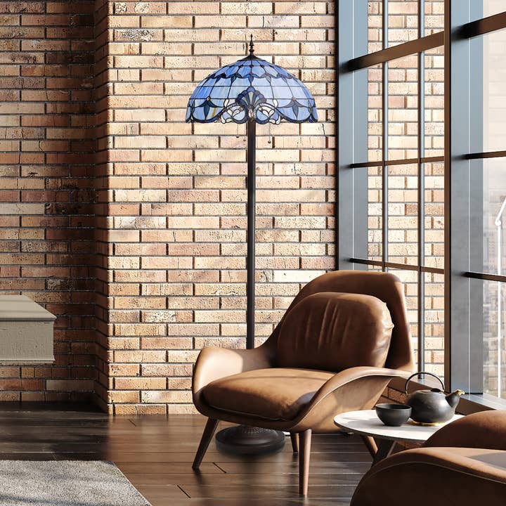 River of Goods - Wholesale Floor Lamp - 64"H Allistar Stained Glass Bowl Candlestick Floor Lamp6