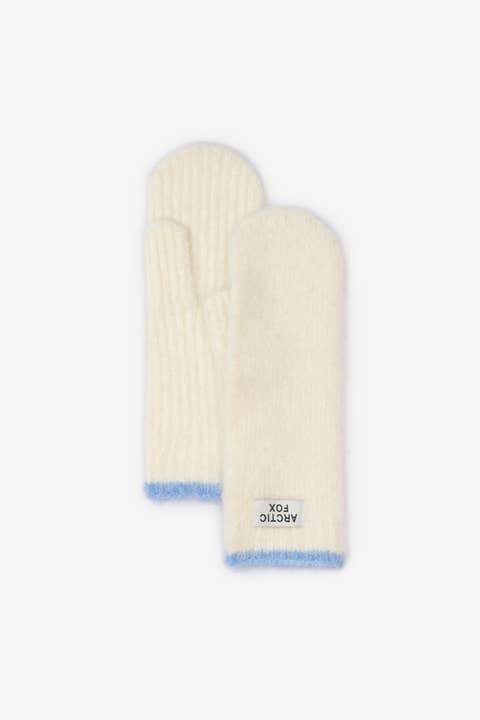 The Alpaca Mittens - Arctic White/Sky Blue - AW25 for wholesale by ARCTIC FOX & CO.