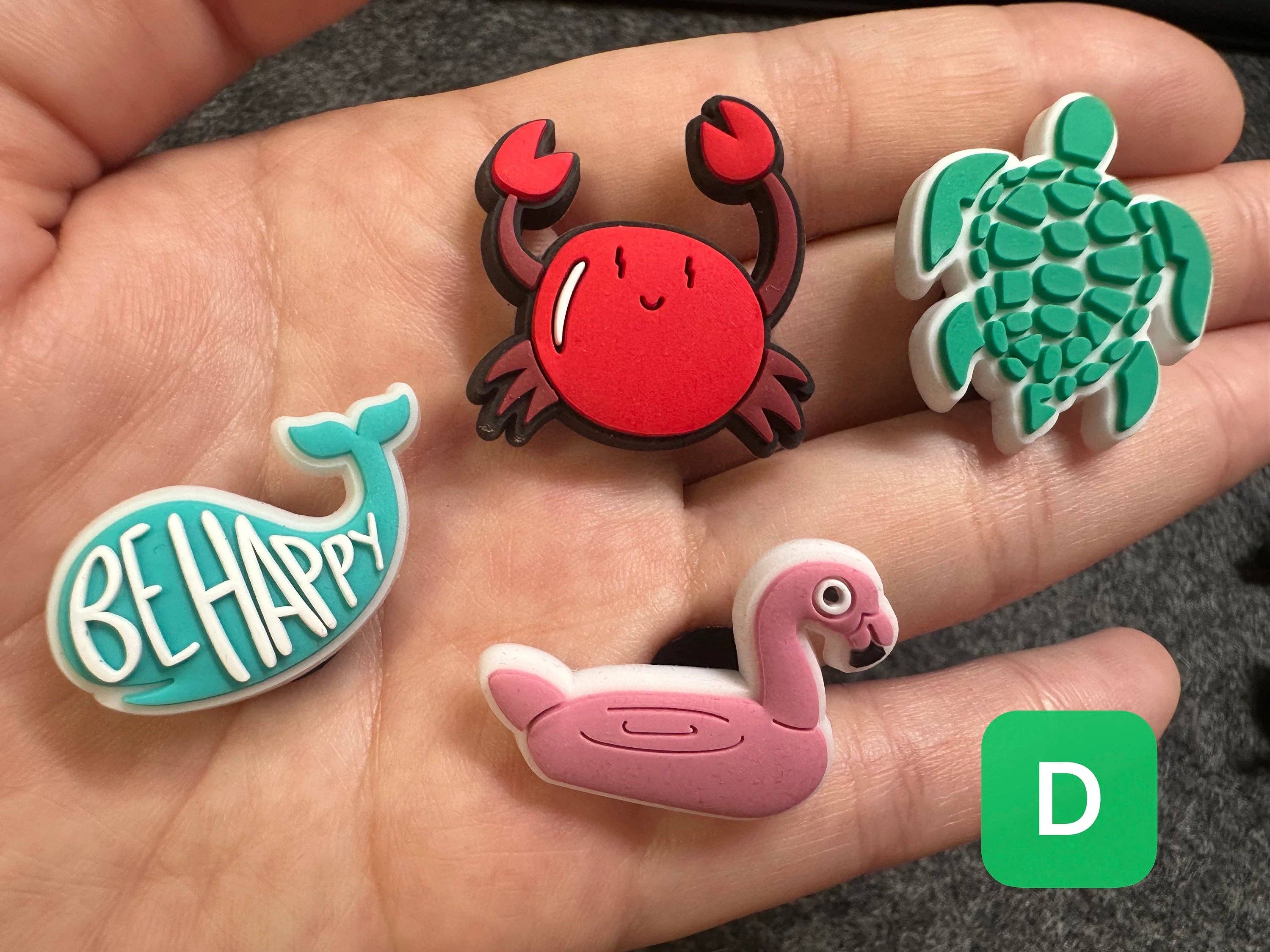 JuliesDecal – wholesale Shoe accessories – Hot Summer Theme Fancy shoe charms Vacation beach sand surfing and more6