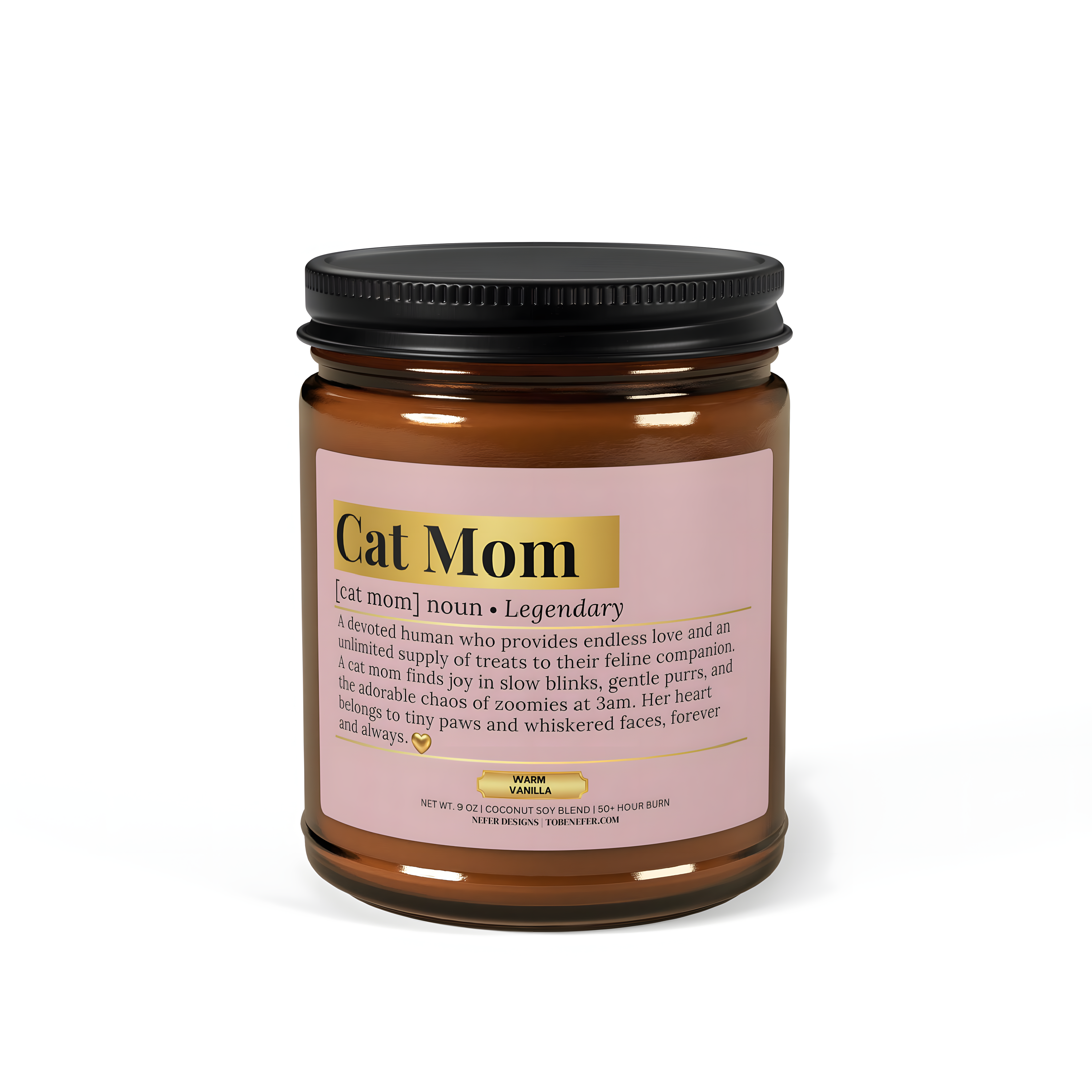 Nefer Designer Candles & Home Decor - Vente Bougie en bocal - Bougie en cire de soja avec définition du dictionnaire de maman chat | Pour la femme qui parle couramment le miaou0