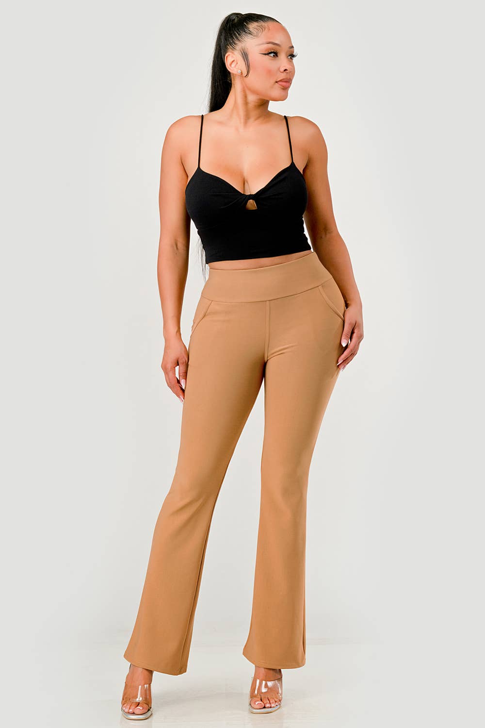 REDFINCH APPAREL INC - Wholesale Pants - Women's - Womens Tummy Control Butt Sculpting Flare Pants With Pockets19
