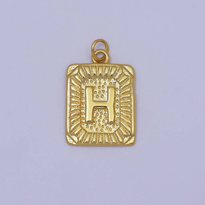 Aim Eternal - Wholesale Individual Charm/Pendant - 24k Gold Filled Initial Tag Letter Charm A - Z Alphabet Letter Tile Charm Pendant Personalized Charm for Designer Inspired Necklace Jewelry Making A716~A7287