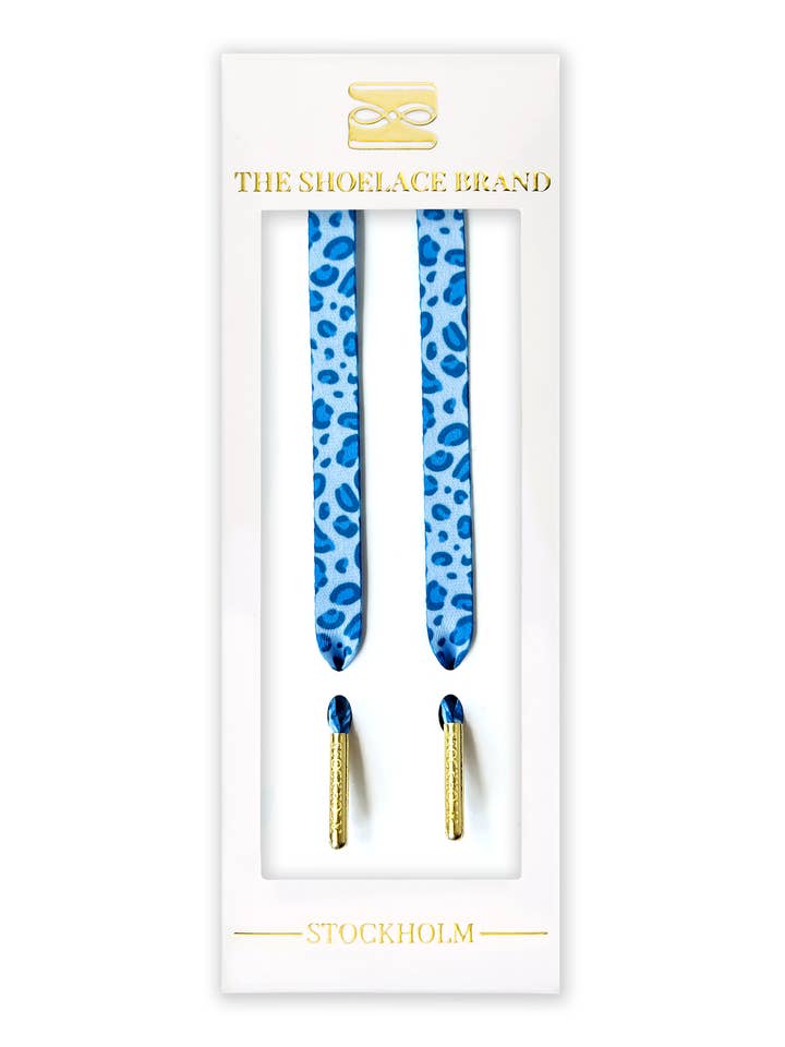 Blue Classic Leopard – Shoelaces in Three Blue Tones for wholesale by The Shoelace Brand
