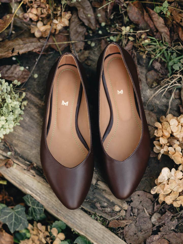 Leather classic ballerinas - Audrey - Chocolate Brown 34-42 for wholesale by MIUMMASH DAMIAN TOMZIK