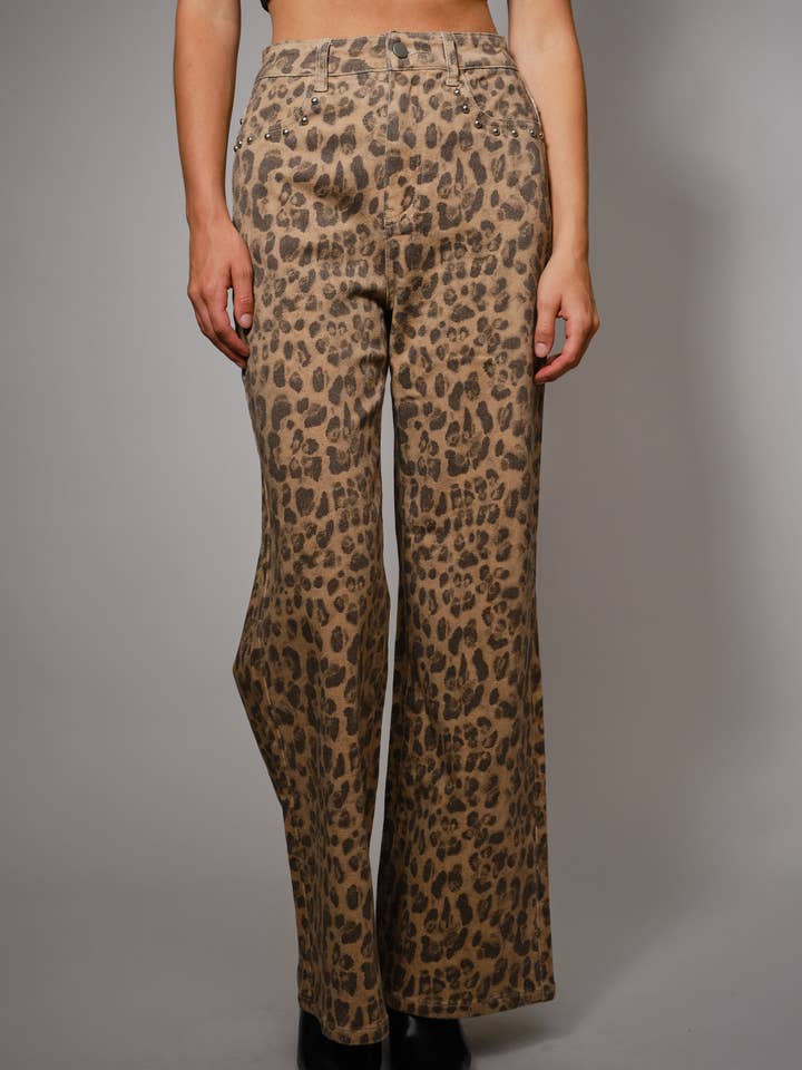 91605P - Washed Leopard Print Stud Pants and other Purchase Wholesale leopard print pants. Free Returns & Net 60 Terms on Faire trending on Faire.